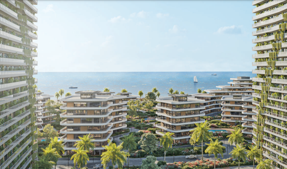 Petra Sea Resort - террасные здания курортного комплекса с видом на Черное море в Цихисдзири